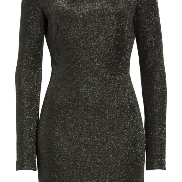 NWT Diane von Furstenberg Long-Sleeve Metallic-Knit Mini Dress - Picture 5 of 16